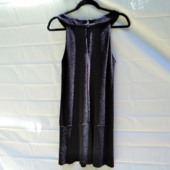 maxandcleo  Black Lurex & Matte Black Cocktail Dress Wide Band Collar . - Picture 5 of 8